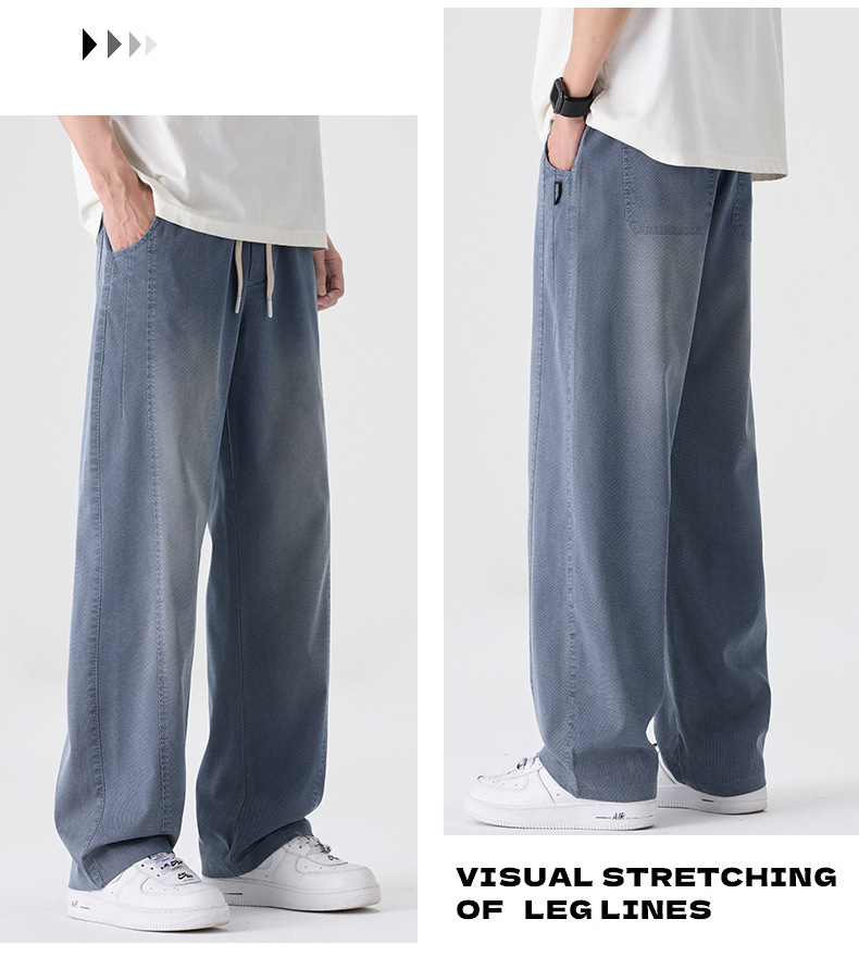 Men Lyocell Tencel Straight Leg Jeans, Lightweight Breathable Casual Pants for Summer