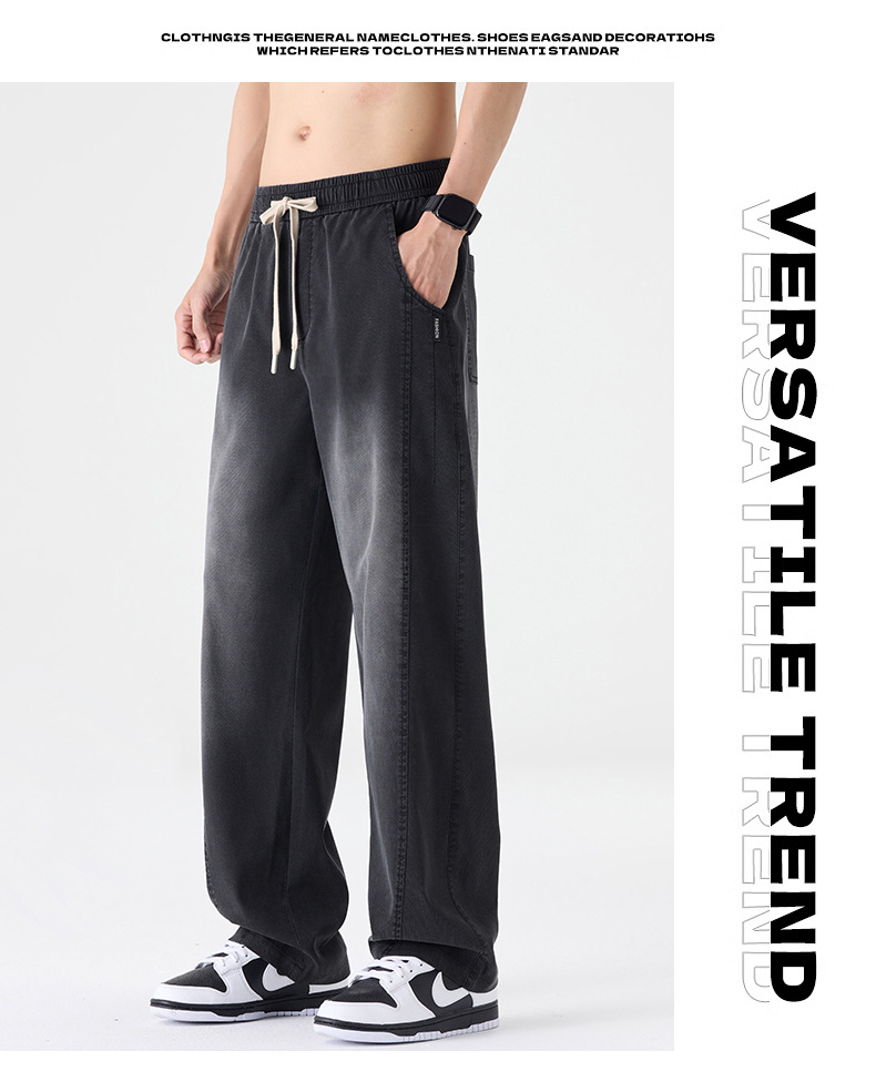 Men Lyocell Tencel Straight Leg Jeans, Lightweight Breathable Casual Pants for Summer