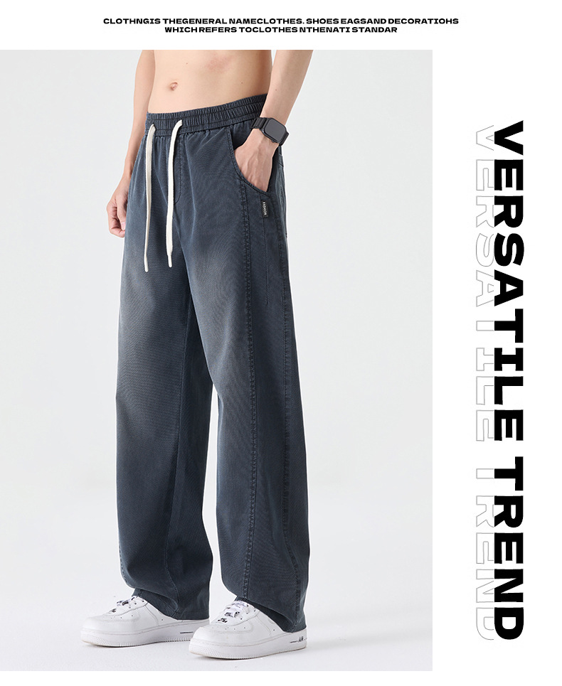 Men Lyocell Tencel Straight Leg Jeans, Lightweight Breathable Casual Pants for Summer