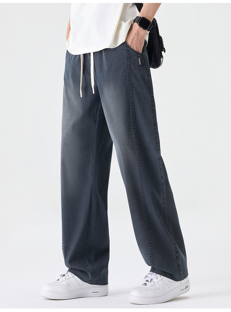 Men Lyocell Tencel Straight Leg Jeans, Lightweight Breathable Casual Pants for Summer