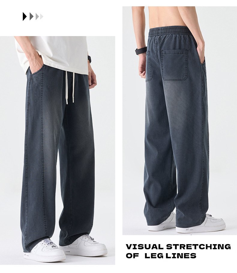 Men Lyocell Tencel Straight Leg Jeans, Lightweight Breathable Casual Pants for Summer