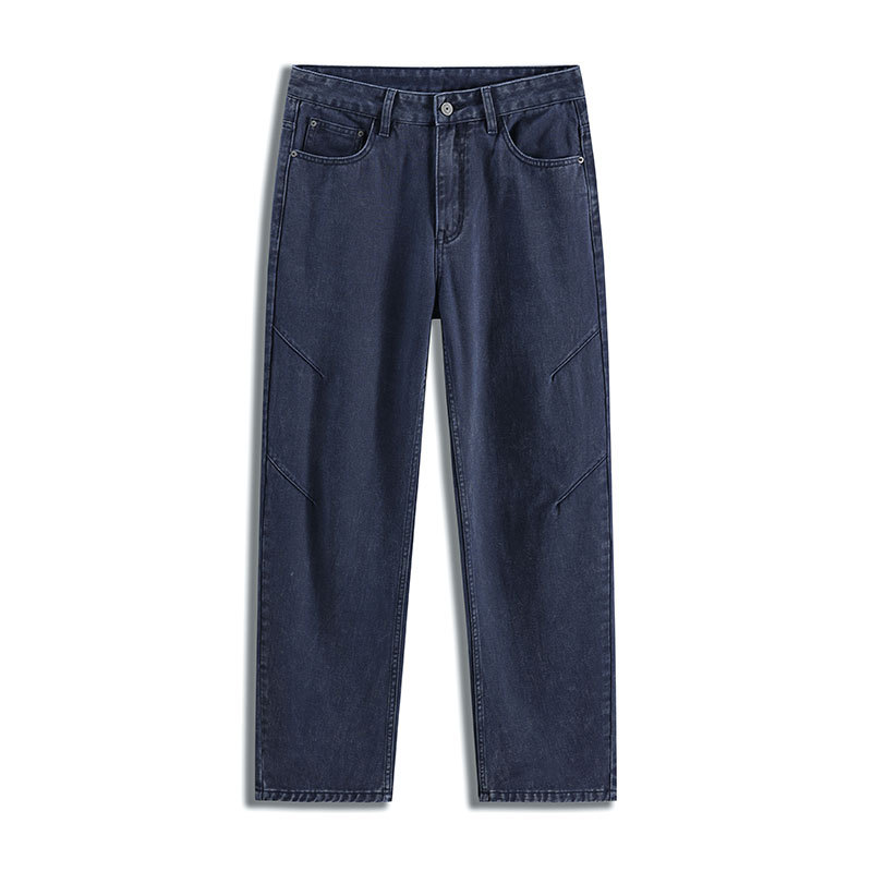 Men's Loose Straight Leg Jeans, 100% Cotton Casual Long Pants for Spring and Fall
