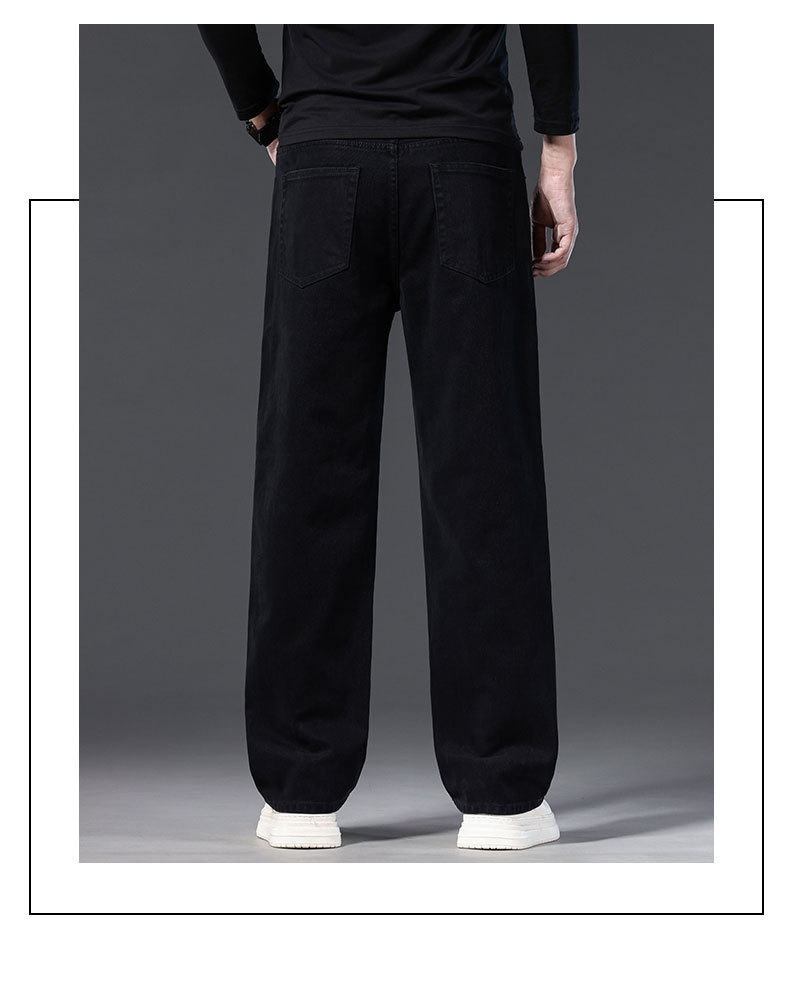 Men's Loose Straight Leg Jeans, 100% Cotton Casual Long Pants for Spring and Fall