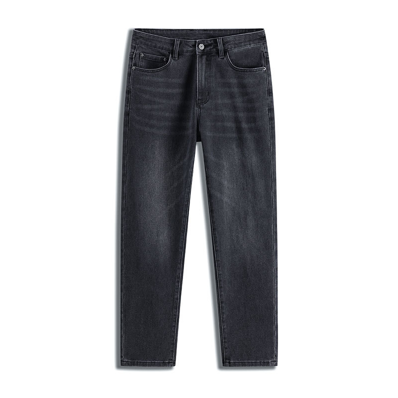 Men's Loose Fit Cotton Stretch Straight Leg Jeans, Casual Multi-Pocket Denim Pants for Fall