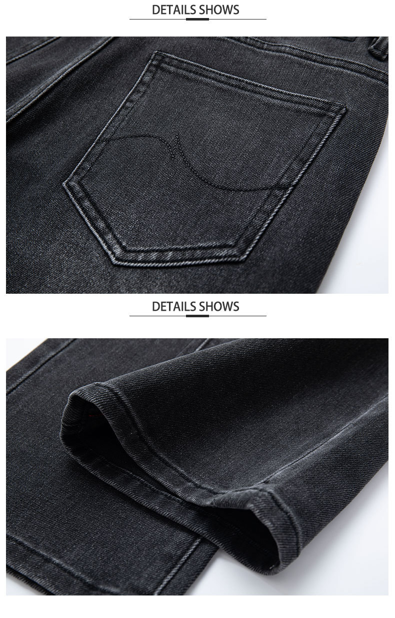 Men's Loose Fit Cotton Stretch Straight Leg Jeans, Casual Multi-Pocket Denim Pants for Fall