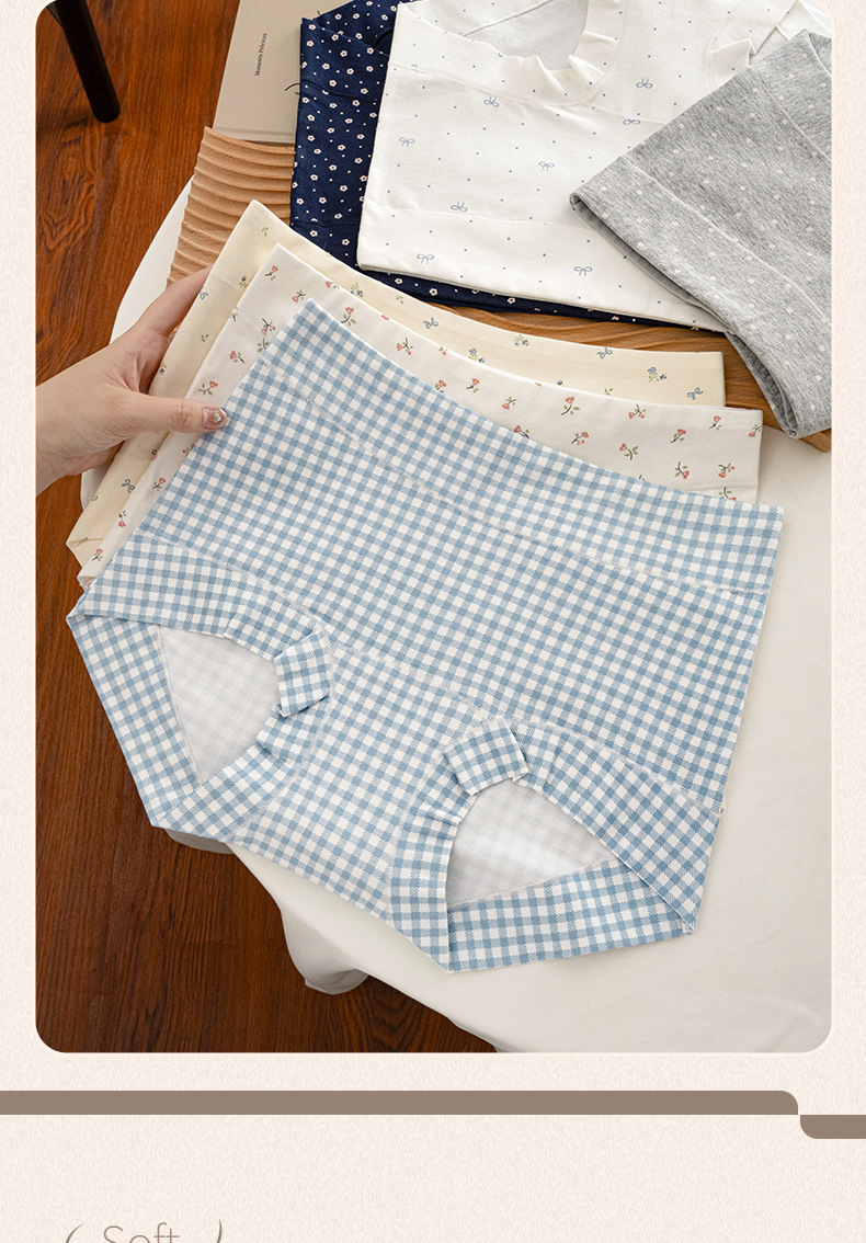 Women's Cotton Boxer Briefs, Breathable Antibacterial Summer Underwear, Mid-Rise Solid Print