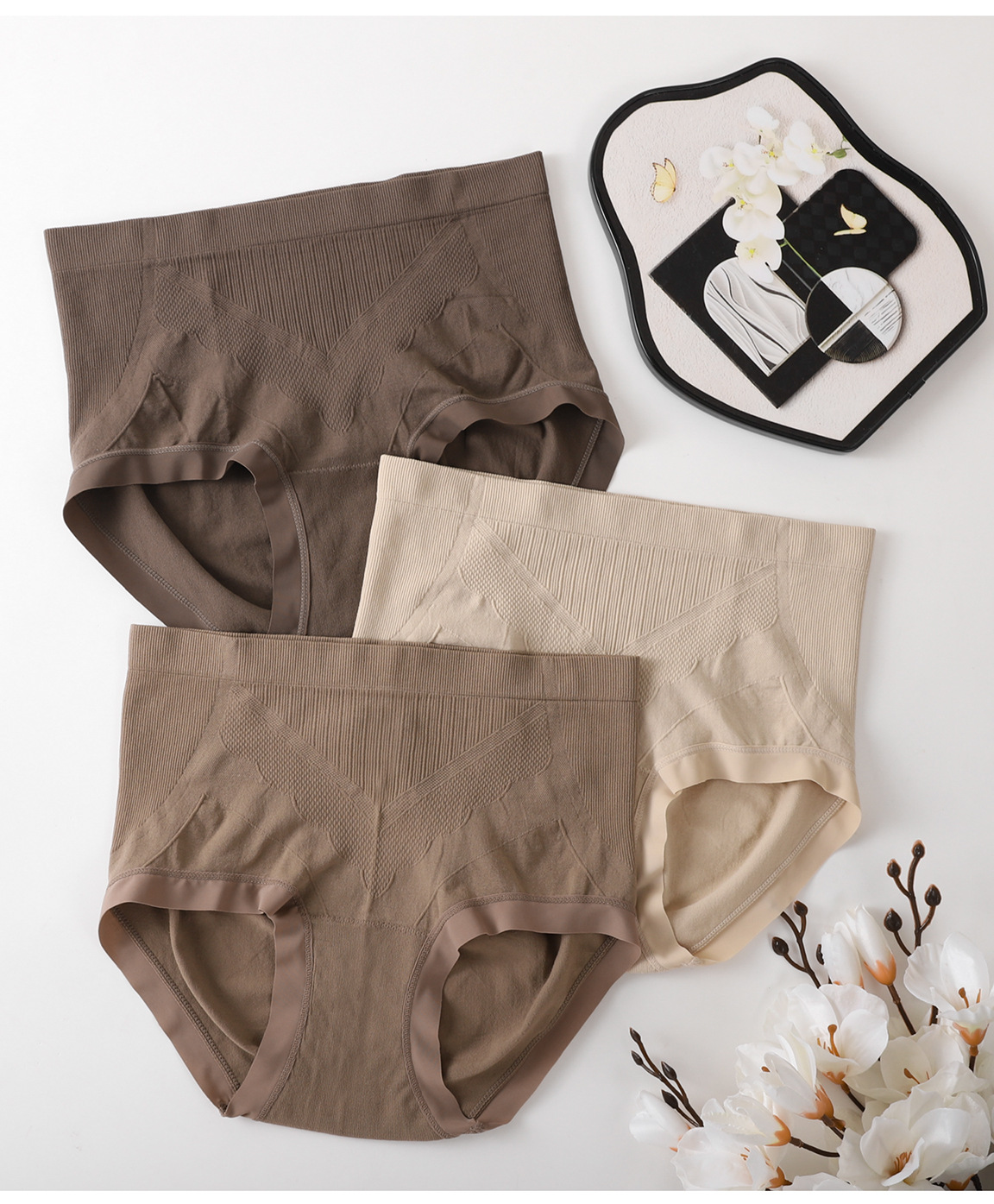 Women's High Waist Seamless Cotton Briefs for Tummy Control and Butt Lift – Breathable Underwear