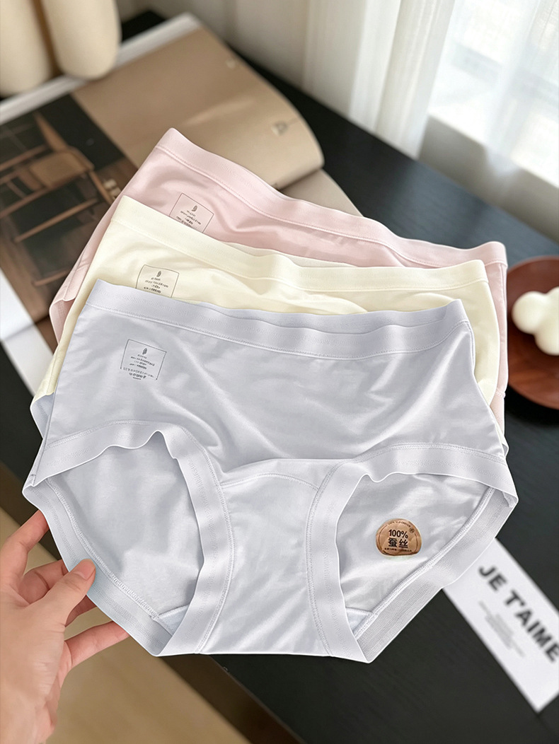 Women's Modal Underwear with 100% Silk Crotch, Breathable Antibacterial Seamless Briefs