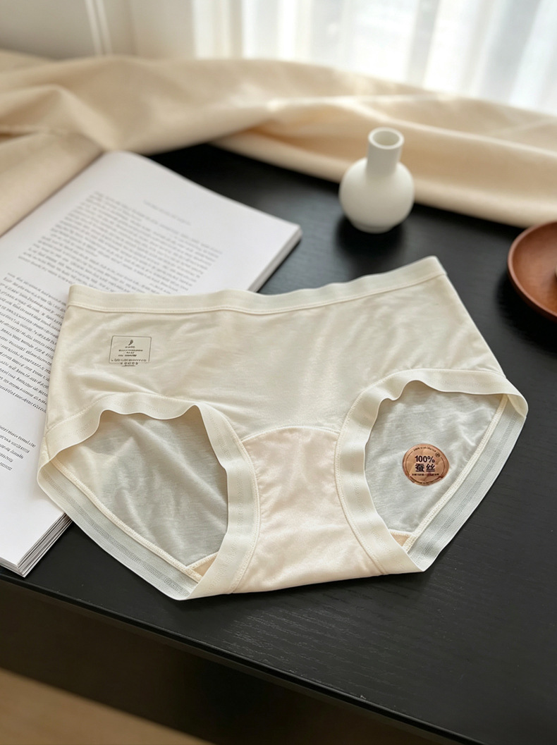 Women's Modal Underwear with 100% Silk Crotch, Breathable Antibacterial Seamless Briefs