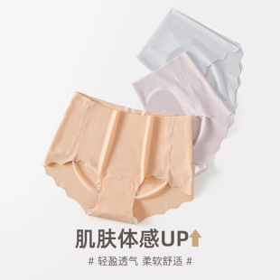 Women Seamless Ice Silk Briefs, Quick-Dry Antibacterial No-Show Underwear for Yoga and Daily Wear