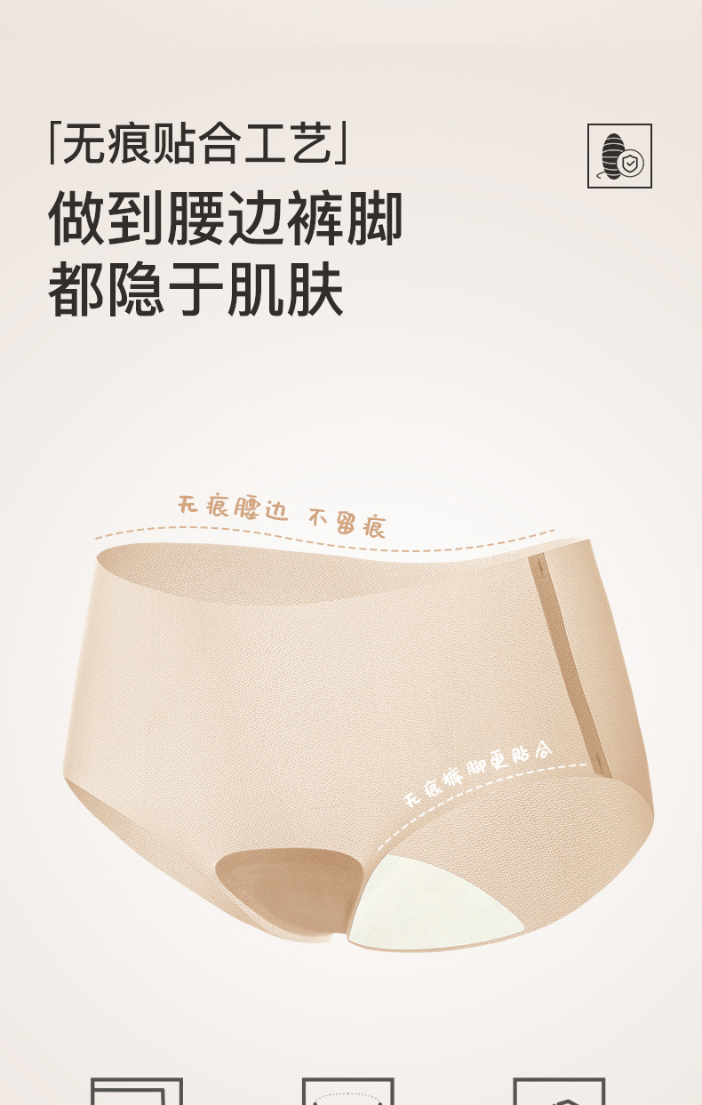 Women Seamless Ice Silk Briefs, Quick-Dry Antibacterial No-Show Underwear for Yoga and Daily Wear