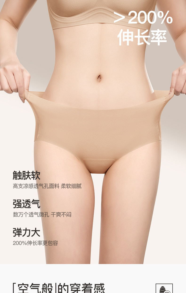 Women Seamless Ice Silk Briefs, Quick-Dry Antibacterial No-Show Underwear for Yoga and Daily Wear