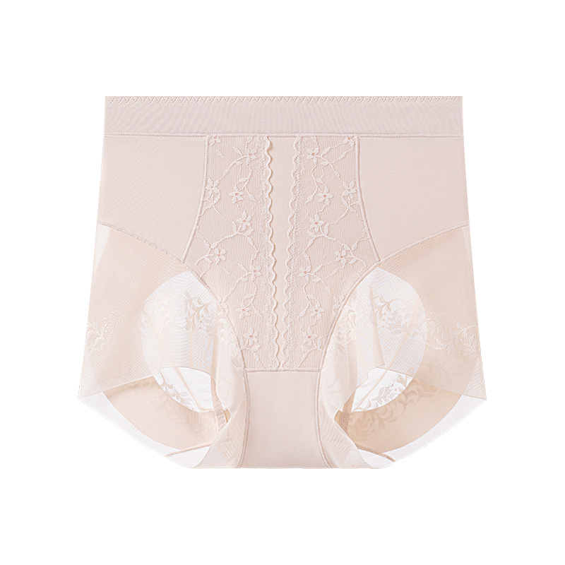 Women Seamless Lace Shaping Pants High Waist Tummy Control Butt Lifter Long Mulberry Silk Antibacterial Ultra Thin