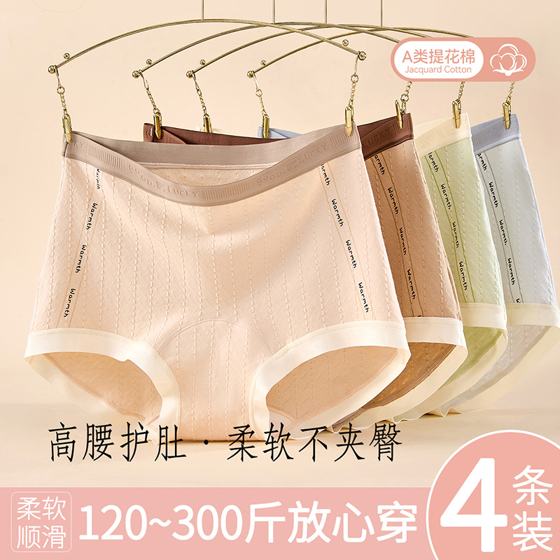 Women High Waist Cotton Briefs Plus Size Antibacterial Seamless Tummy Control Panties