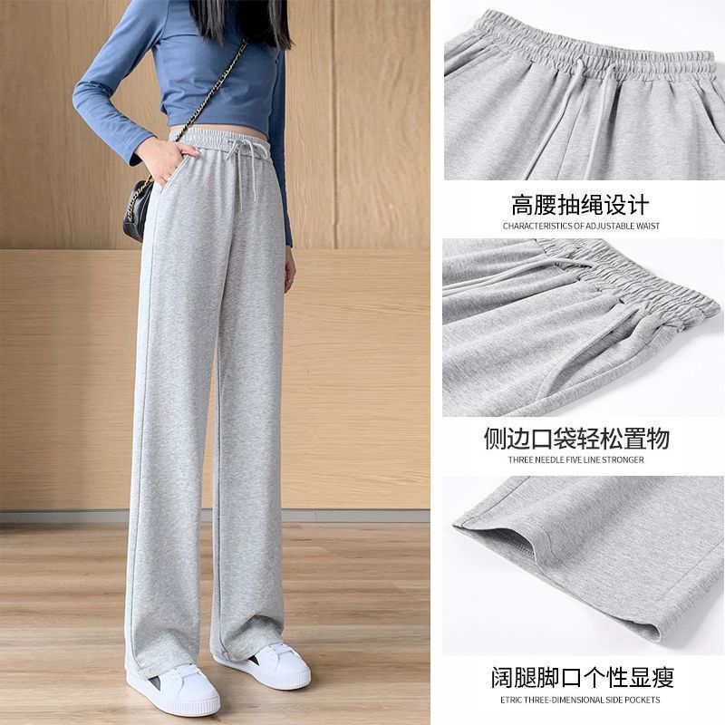 Women Cotton Blend Wide Leg Pants Straight Loose Casual Trousers for Spring and Autumn