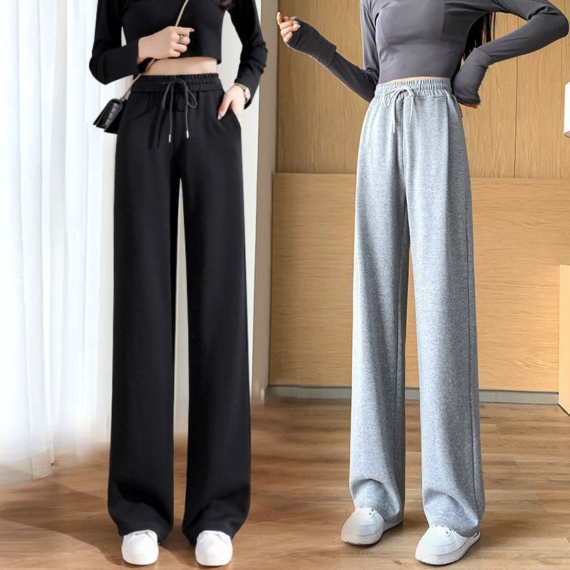 Women Cotton Blend Wide Leg Pants Straight Loose Casual Trousers for Spring and Autumn