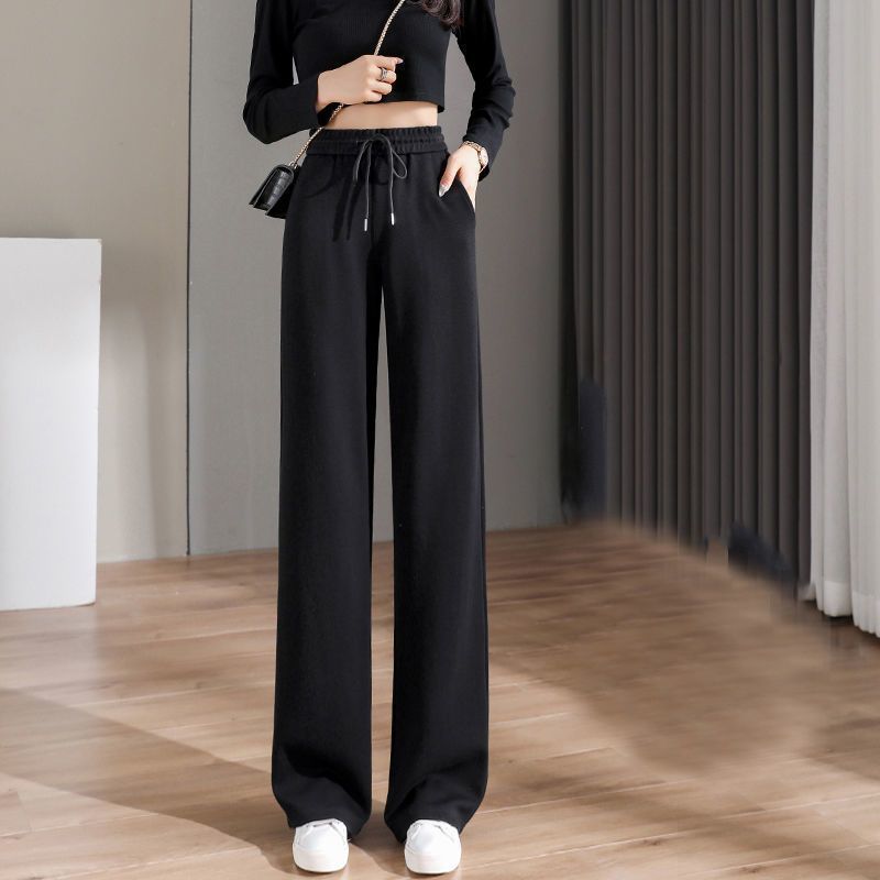 Women's Cotton Blend Wide Leg Pants – Straight, Loose Casual Trousers for Spring and Autumn