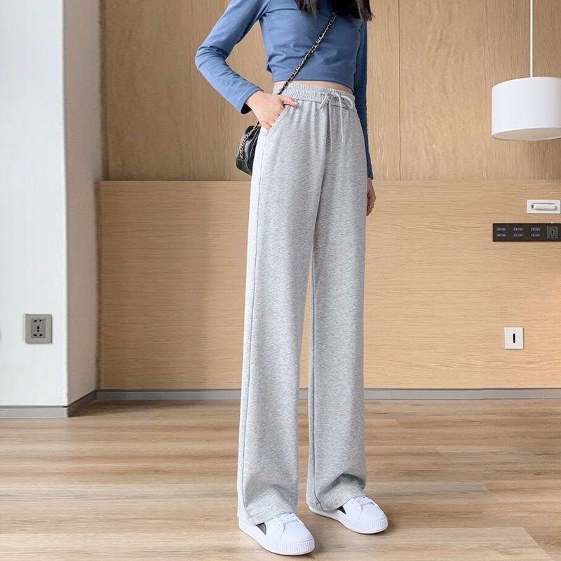 Women's Cotton Blend Wide Leg Pants – Straight, Loose Casual Trousers for Spring and Autumn