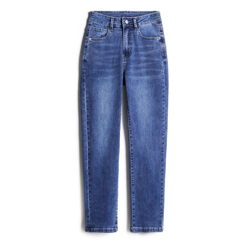 Women High Waist Straight Leg Jeans Stretch Cotton Denim Pencil Pants