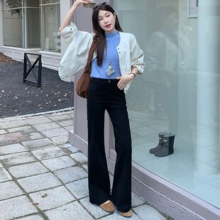 Women High Waist Straight Leg Jeans Stretch Cotton Denim Pencil Pants