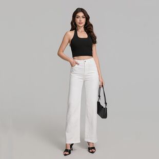 Women High Waist Straight Leg Jeans Stretch Cotton Denim Pencil Pants
