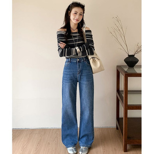 Women High Waist Straight Leg Jeans Stretch Cotton Denim Pencil Pants