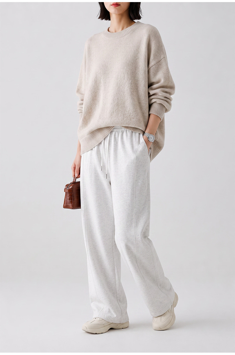 Women's Wrinkle Resistant Wide Leg Casual Pants, Loose Straight Leg Long Trousers for Commute