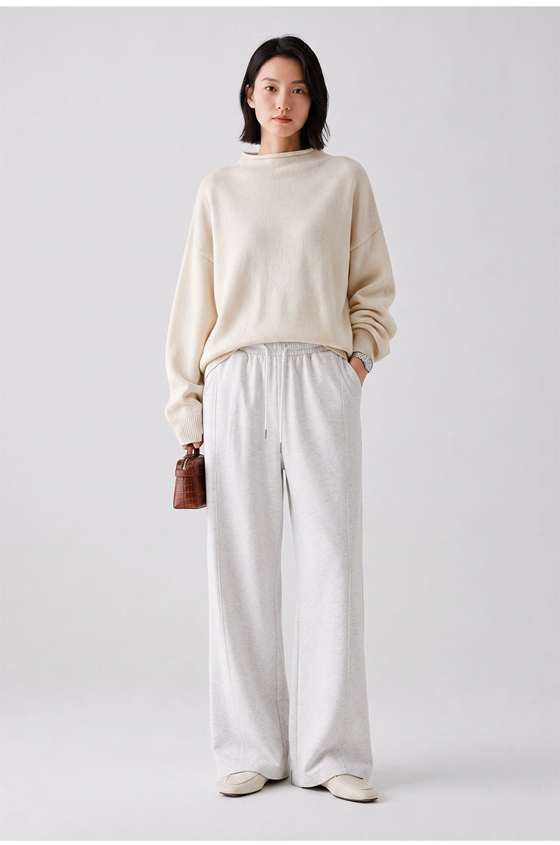 Women's Wrinkle Resistant Wide Leg Casual Pants, Loose Straight Leg Long Trousers for Commute