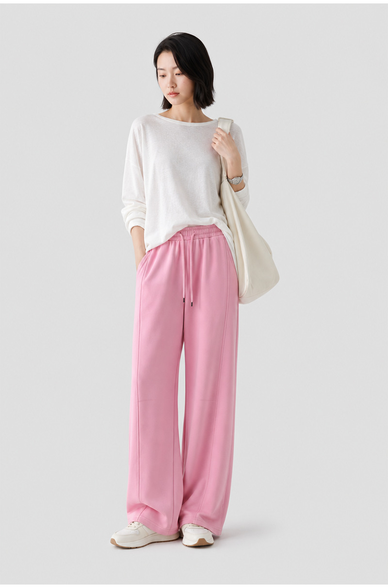 Women's Wrinkle Resistant Wide Leg Casual Pants, Loose Straight Leg Long Trousers for Commute