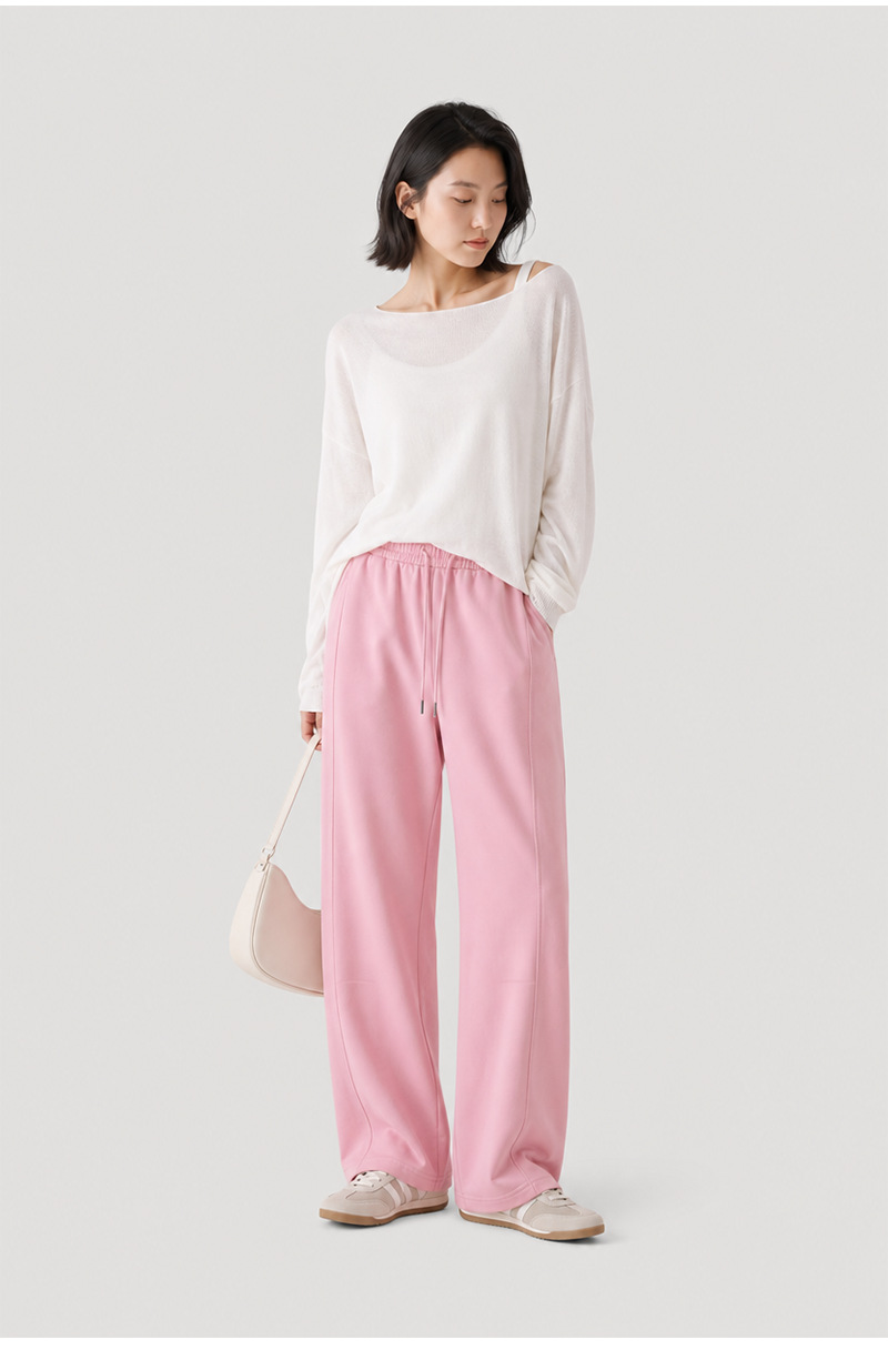 Women's Wrinkle Resistant Wide Leg Casual Pants, Loose Straight Leg Long Trousers for Commute