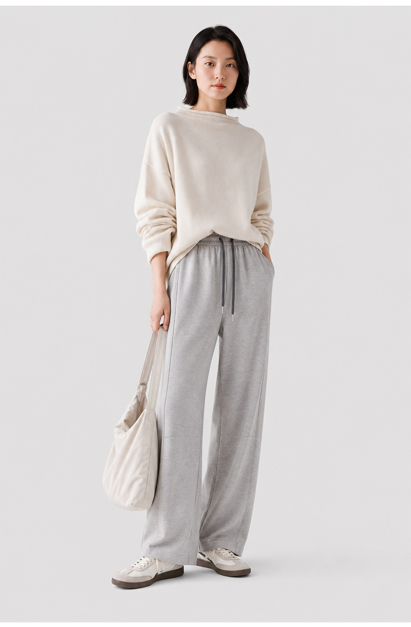 Women's Wrinkle Resistant Wide Leg Casual Pants, Loose Straight Leg Long Trousers for Commute