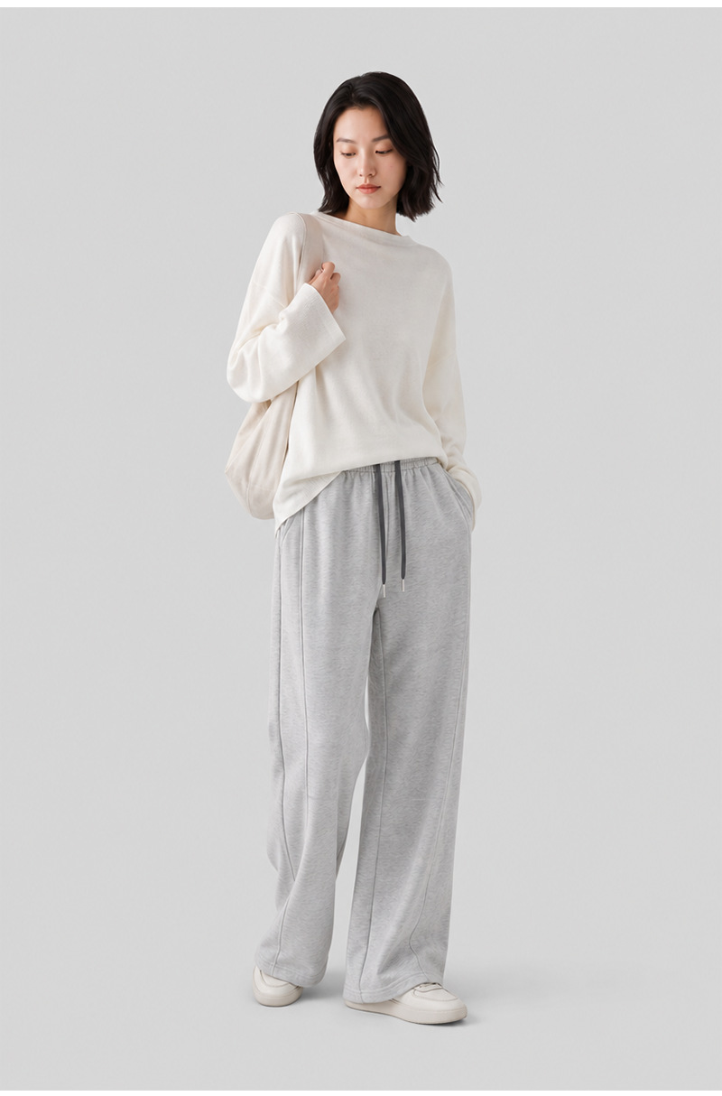 Women's Wrinkle Resistant Wide Leg Casual Pants, Loose Straight Leg Long Trousers for Commute