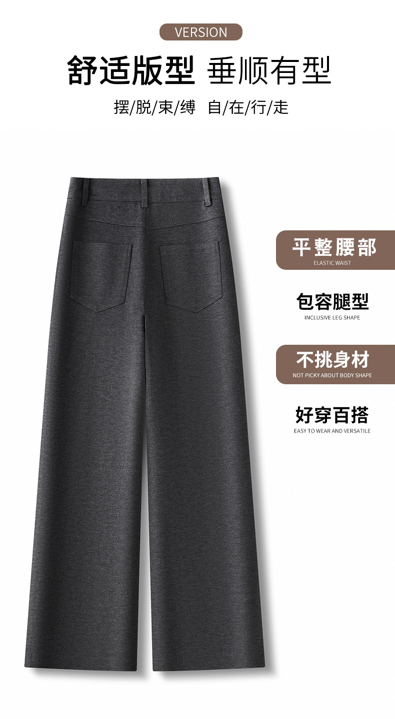 Women High Waist Straight Leg Pants, Loose Casual Wide Leg Trousers with Two Buttons