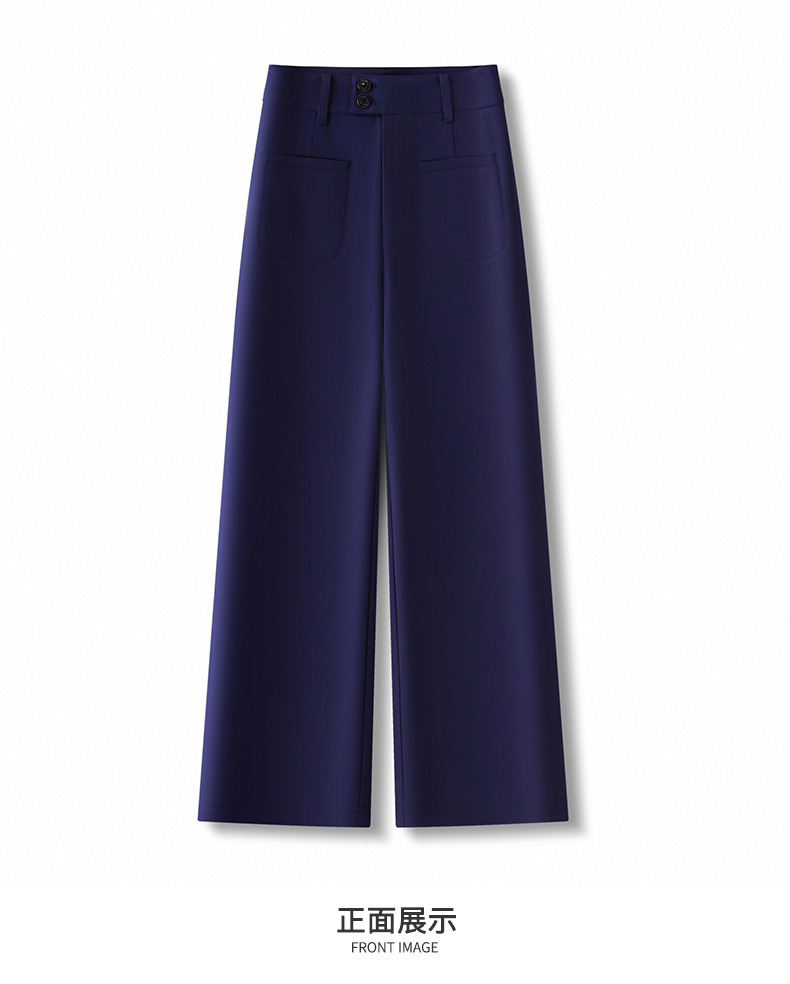 Women's High Waist Straight Leg Pants, Loose Casual Wide Leg Trousers with Two Buttons