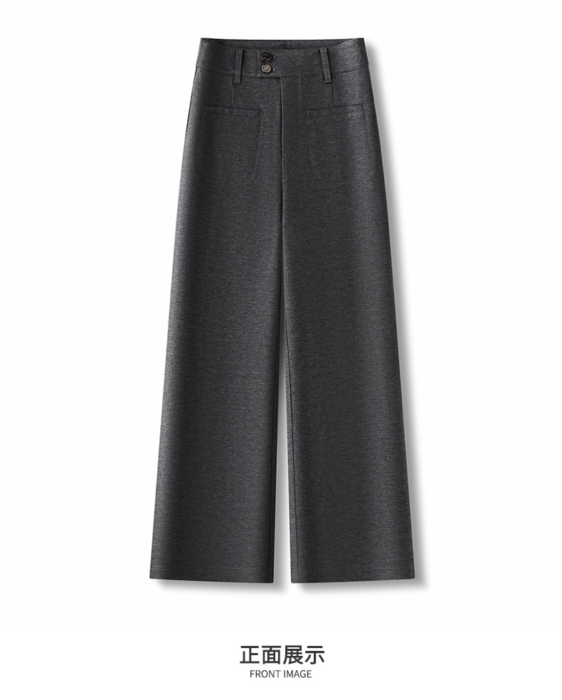 Women's High Waist Straight Leg Pants, Loose Casual Wide Leg Trousers with Two Buttons