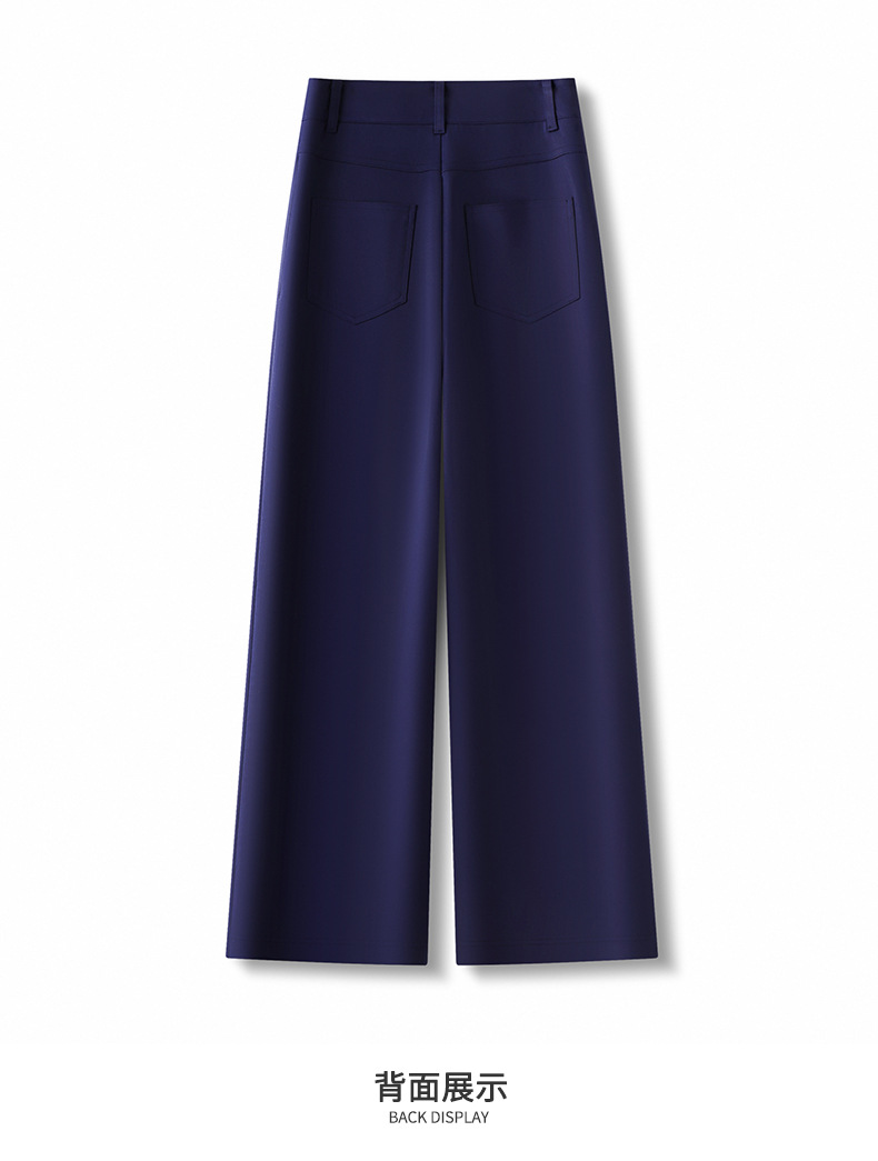Women's High Waist Straight Leg Pants, Loose Casual Wide Leg Trousers with Two Buttons