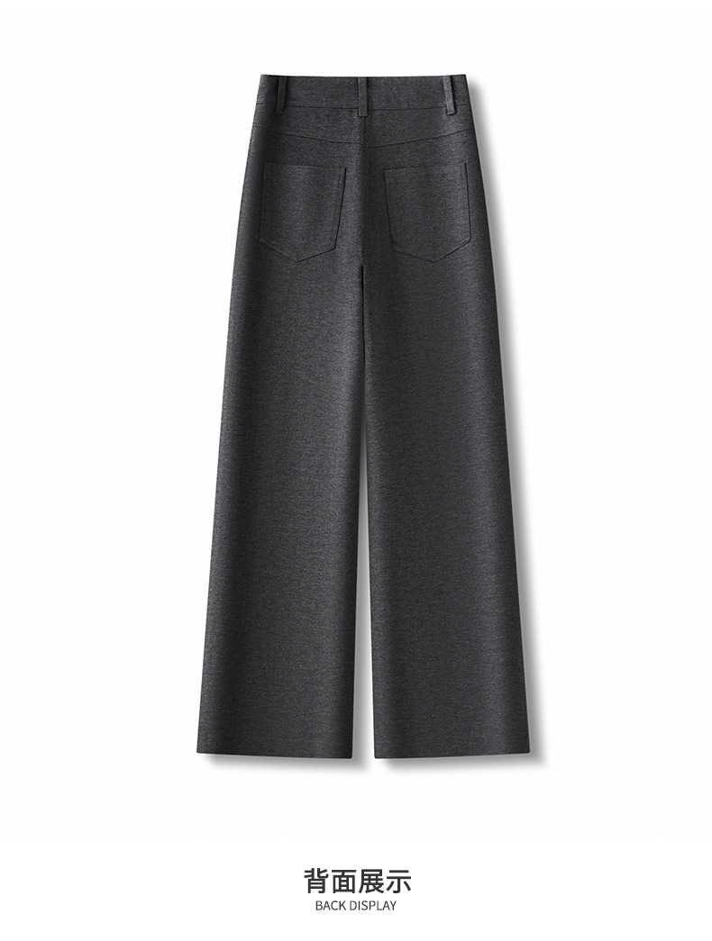 Women's High Waist Straight Leg Pants, Loose Casual Wide Leg Trousers with Two Buttons