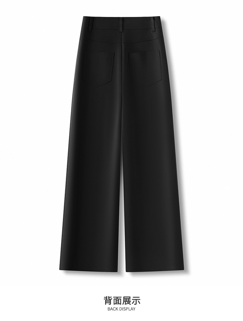 Women's High Waist Straight Leg Pants, Loose Casual Wide Leg Trousers with Two Buttons