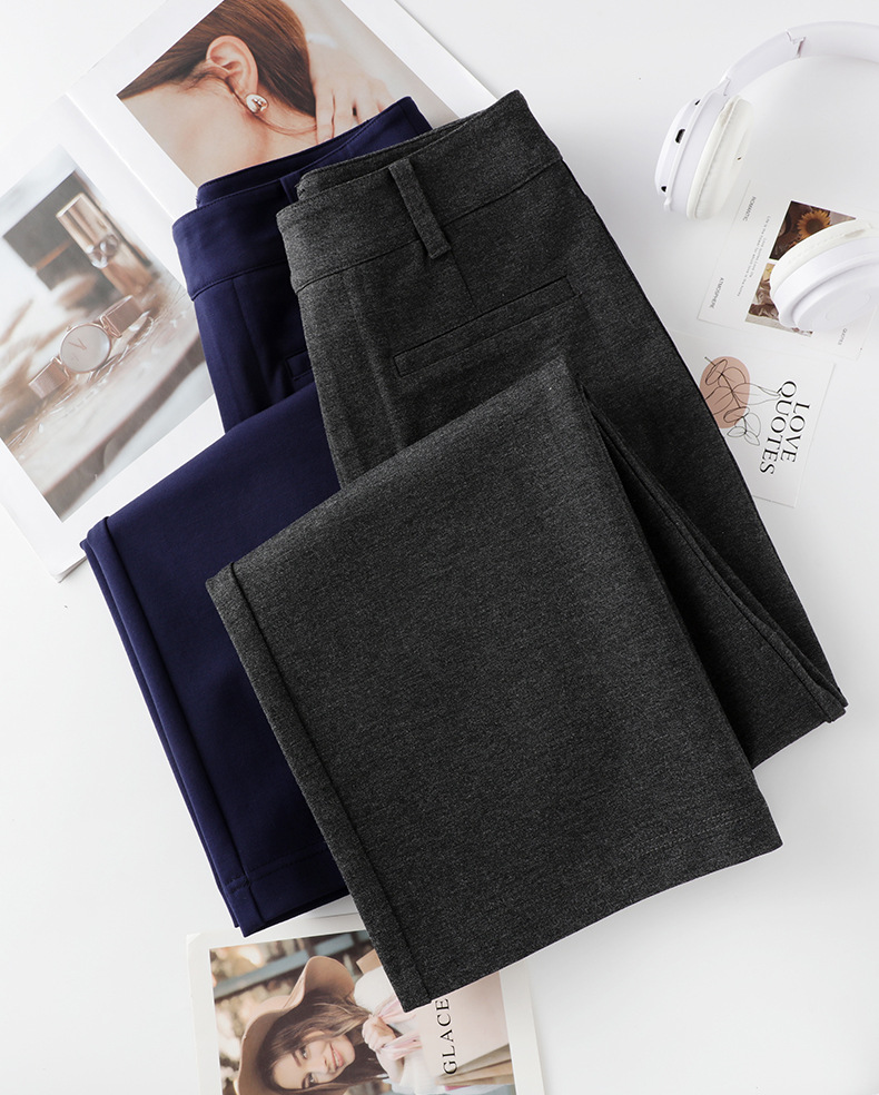 Women's High Waist Straight Leg Pants, Loose Casual Wide Leg Trousers with Two Buttons