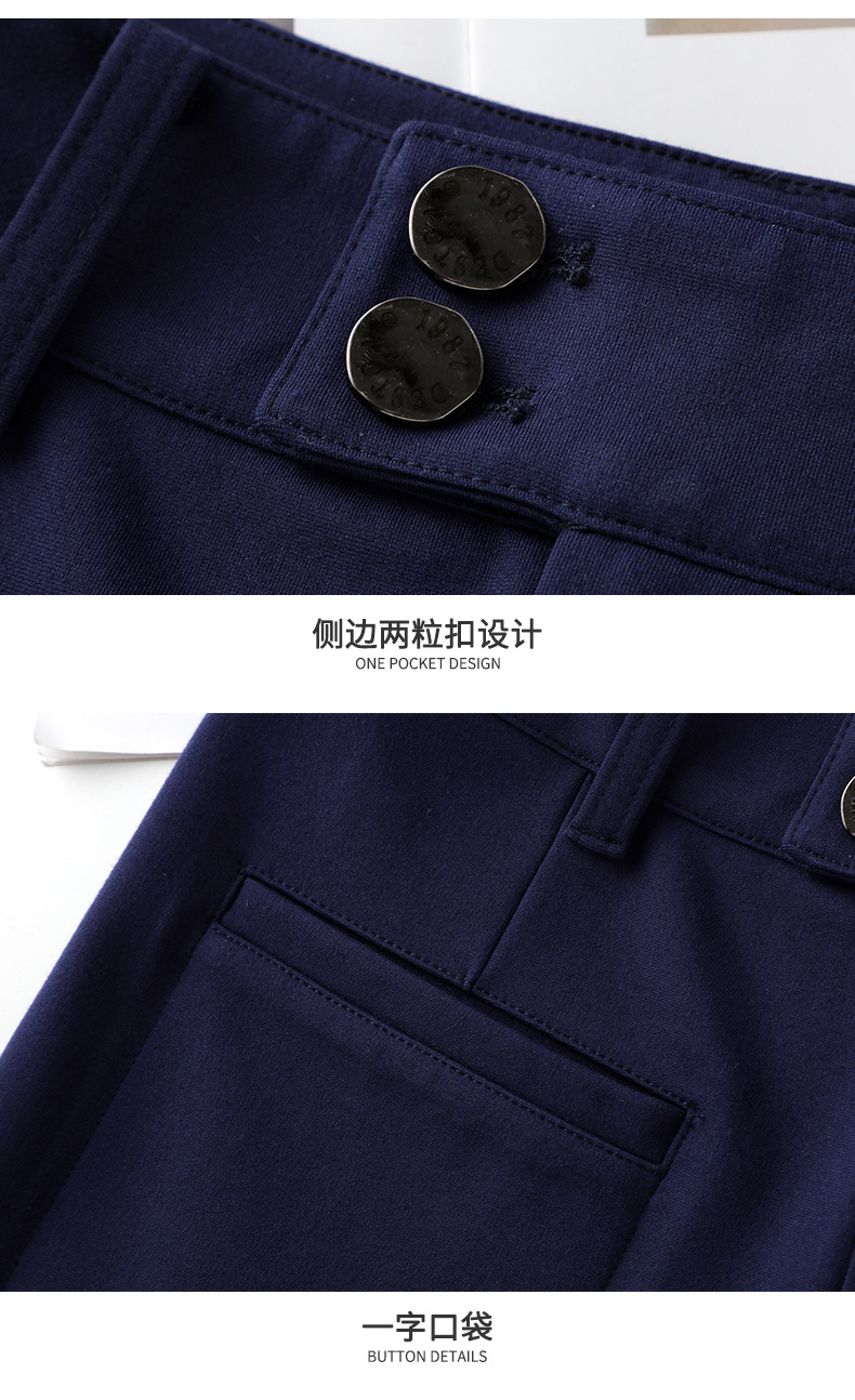 Women's High Waist Straight Leg Pants, Loose Casual Wide Leg Trousers with Two Buttons