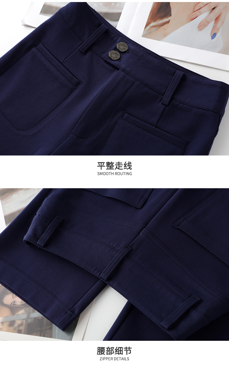Women's High Waist Straight Leg Pants, Loose Casual Wide Leg Trousers with Two Buttons