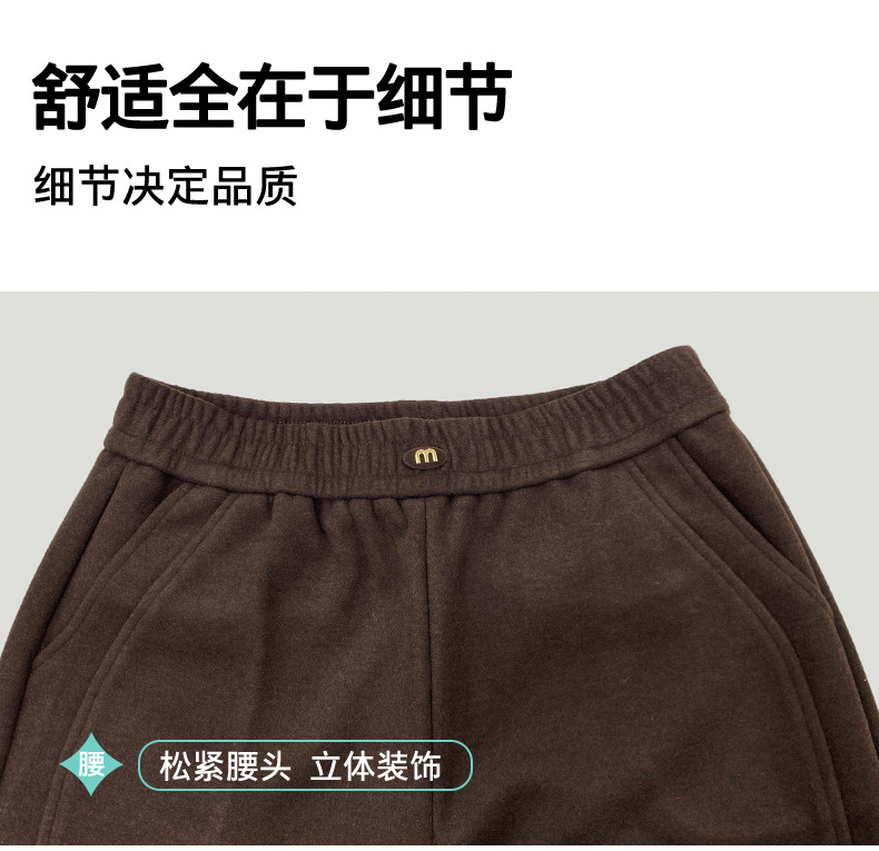 女士羊毛混纺直筒短裤，弹性腰头，适合秋冬季节的休闲裤装