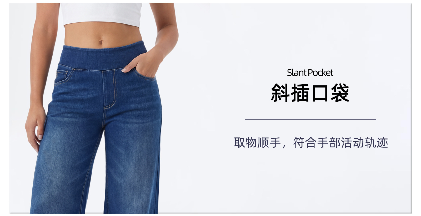 Jeans Wanita Pinggang Tinggi Kaki Lebar, Celana Denim Rata yang Dicuci dan Elastis, Potongan Longgar