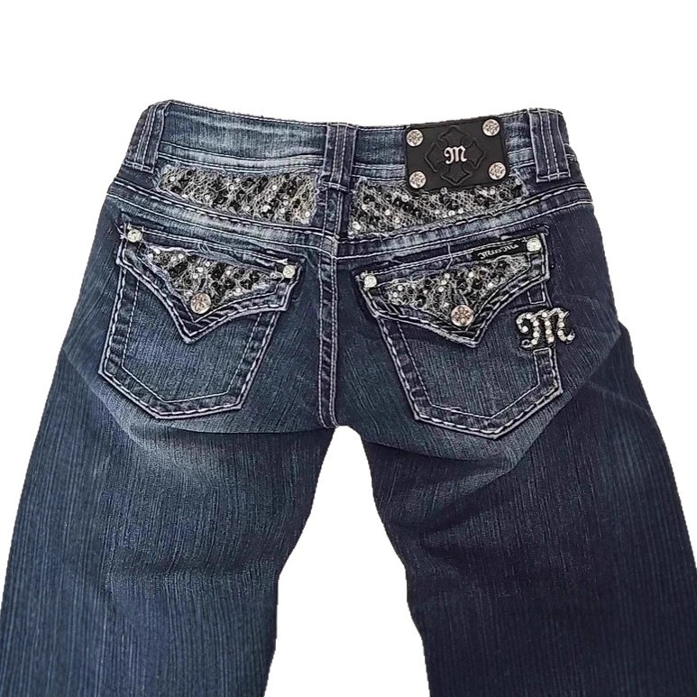 Women Sequin Wide Leg Jeans High Waist Vintage Streetwear Denim Pants