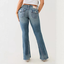 Women Sequin Wide Leg Jeans High Waist Vintage Streetwear Denim Pants