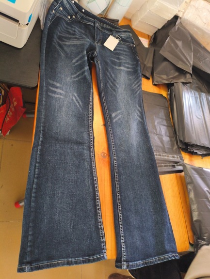 Women Sequin Wide Leg Jeans High Waist Vintage Streetwear Denim Pants