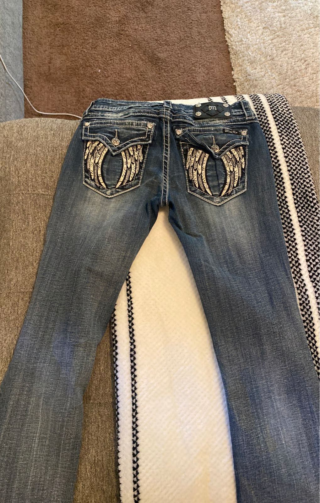 Women Sequin Wide Leg Jeans High Waist Vintage Streetwear Denim Pants