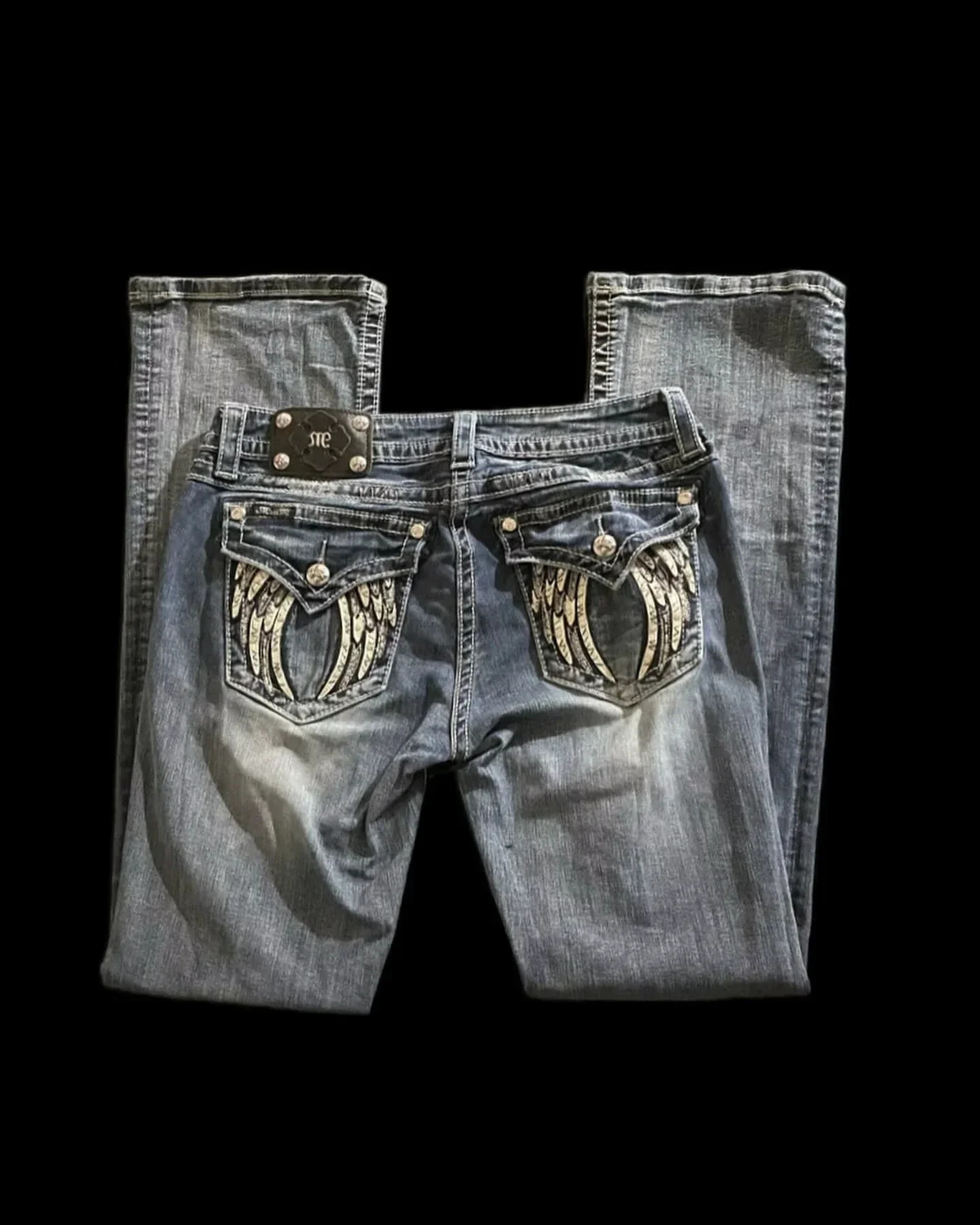 Women Sequin Wide Leg Jeans High Waist Vintage Streetwear Denim Pants