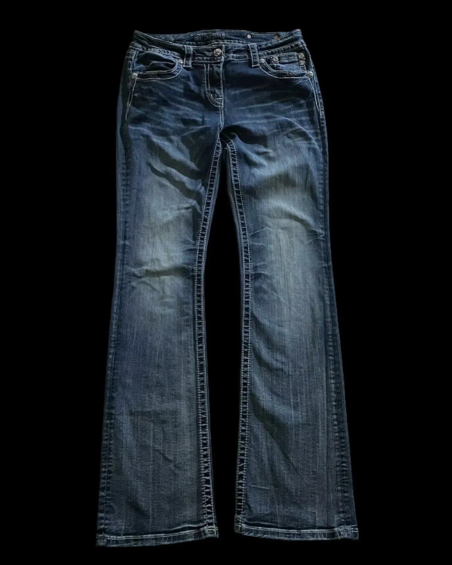 Women Sequin Wide Leg Jeans High Waist Vintage Streetwear Denim Pants