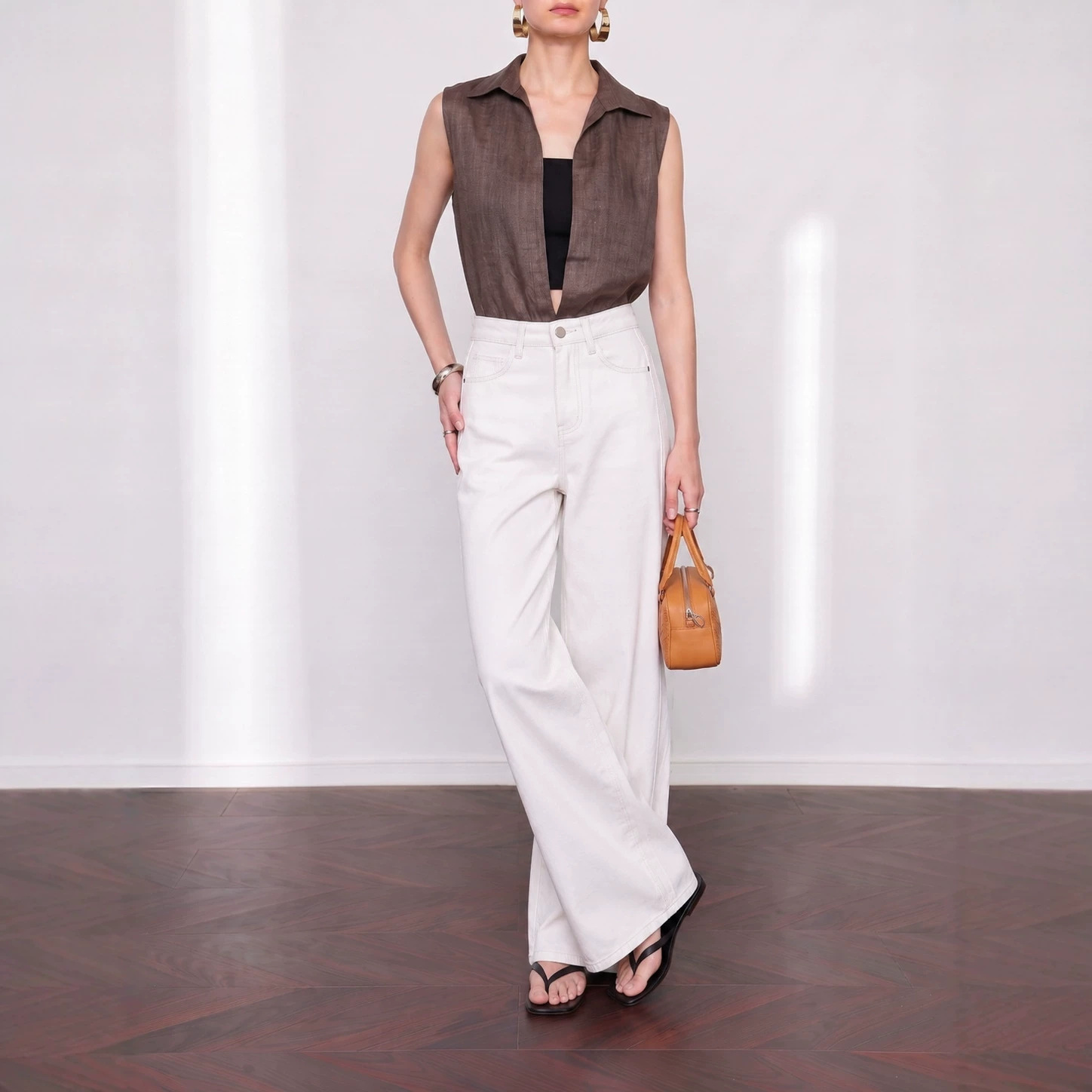 YUNCHANG Women's Wide Leg Jeans Straight Loose High Waist Tencel Lyocell Cotton Pants